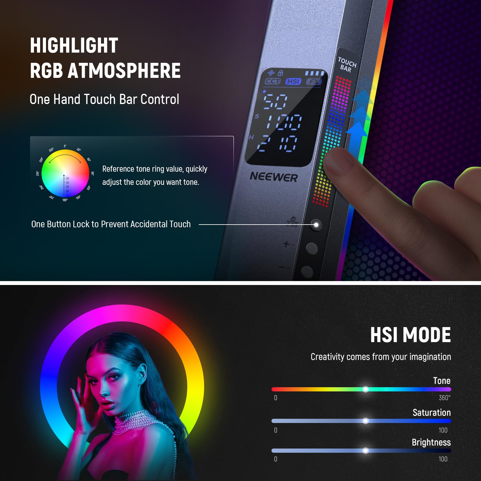 NEEWER CL124 RGB LEDスティックライト バーンドア標準装備！ 61MLF9DGusL.jpg_BO30,255,255,